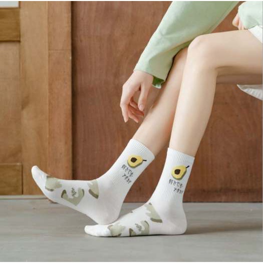 Combo 5 tất cổ cao, vớ cổ cao nữ họa tiết vải len tăm co giãn thời trang Hàn Quốc