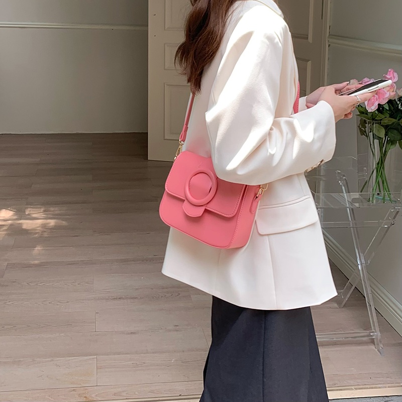 Túi Đeo Chéo Hình Vuông Nhỏ Khóa Nam Châm Đôi Tươi Mới Cho Nữ