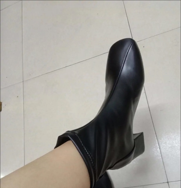 Boot da nữ cổ thấp mũi vuông/ boot nữ cao cổ da mềm hàng Quảng Châu [Ảnh thật 4-9] | BigBuy360 - bigbuy360.vn