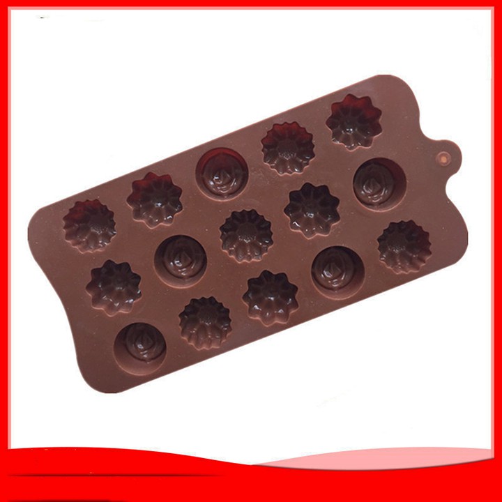 HCM - Khuôn silicon 15 ô hình hoa đổ socola, rau câu, kẹo dẻo