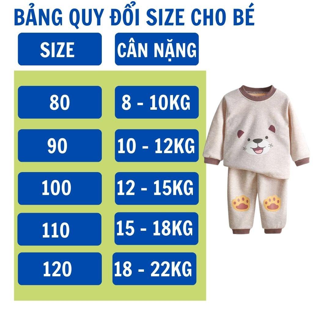 Bộ nỉ lót lông cho bé, bộ nỉ bé trai, bé gái in hình cho bé từ 8 - 22kg. .