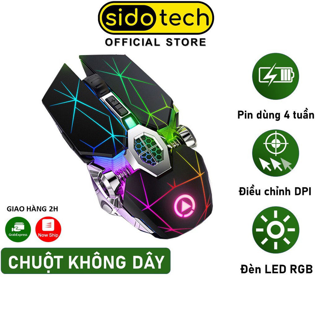 Chuột Máy Tính Gaming Không Dây SIDOTECH YINDIAO S7A Chơi Game Không Độ Trễ Chống Ồn Sạc Pin LED RGB - Hàng Chính Hãng