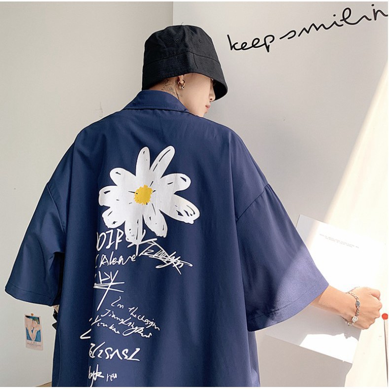 Áo sơ mi ngắn tay in hình Hoa Cúc hotrend nam nữ siêu hot | BigBuy360 - bigbuy360.vn