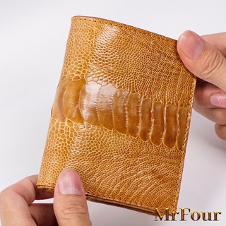 Ví Da Đà Điểu 2 Mặt Màu Vàng Nghệ MrFour - Bóp Nam Đà Điểu Da Chân Dáng Đứng