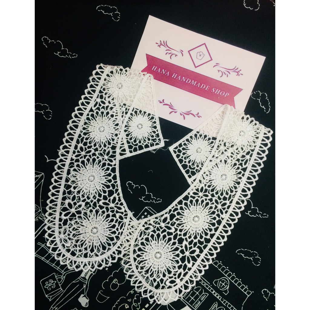 Cổ áo sen bằng ren chỉ, ren cotton