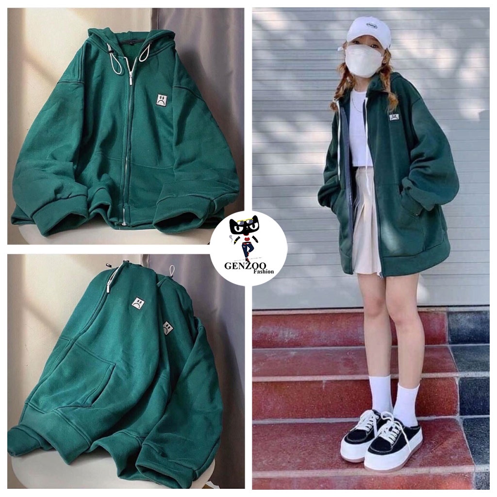 Áo khoác Hoodie form rộng Unisex có mũ Áo khoác nỉ  dây kéo LOG SMILE hot trend - GEN_ZOO | BigBuy360 - bigbuy360.vn