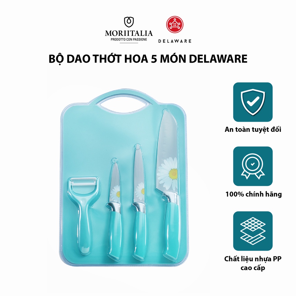 Bộ dao thớt hoa 5 món Moriitalia kháng khuẩn, dụng cụ bếp đa năng 001724