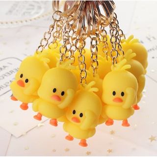 1 cái dễ thương hoạt hình móc khóa mini vịt vàng móc chìa khóa fob vịt nhỏ chìa khóa
