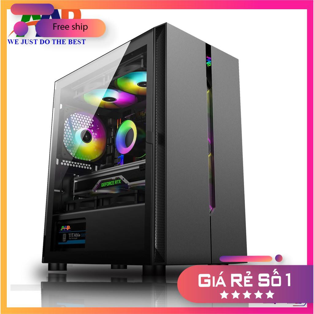 CASE AAP D1 Black/White GAMING Mặt trước dãy Led RGB