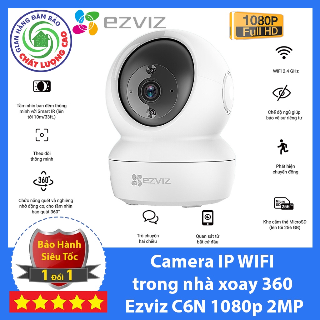 Camera Wifi 360 Ezviz Full HD 1080p bản 2019 - Smart Night Vision - C6N