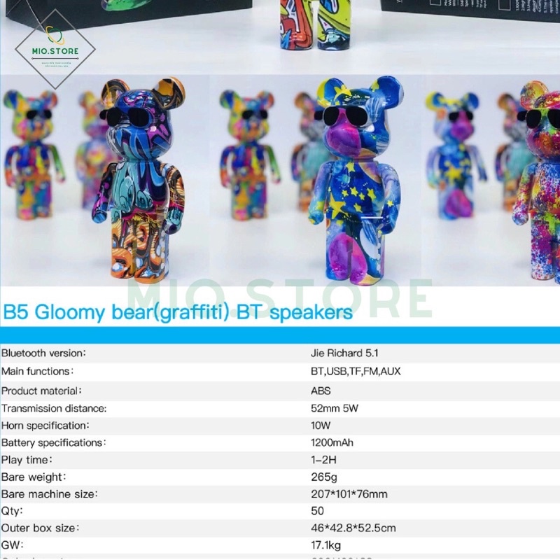 Loa bluetooth hình con gấu Bear Brick B5+