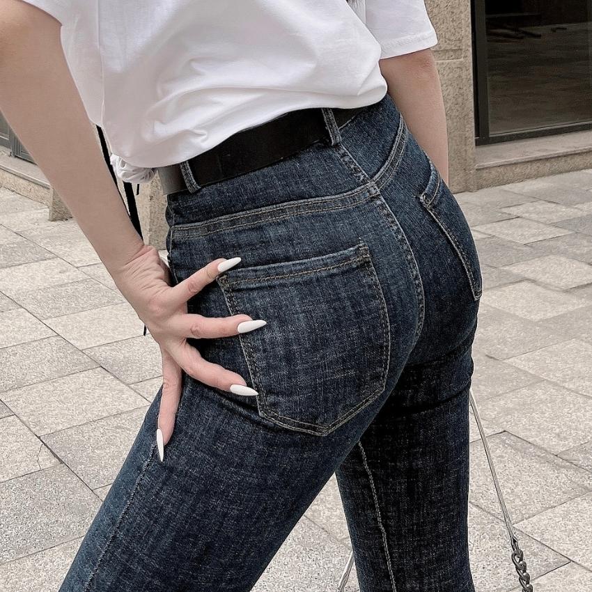 Quần bò ống loe Jeanny Jeans nữ xẻ gấu hack dáng quần bò nữ cạp cao siêu hot chất dày đẹp 849