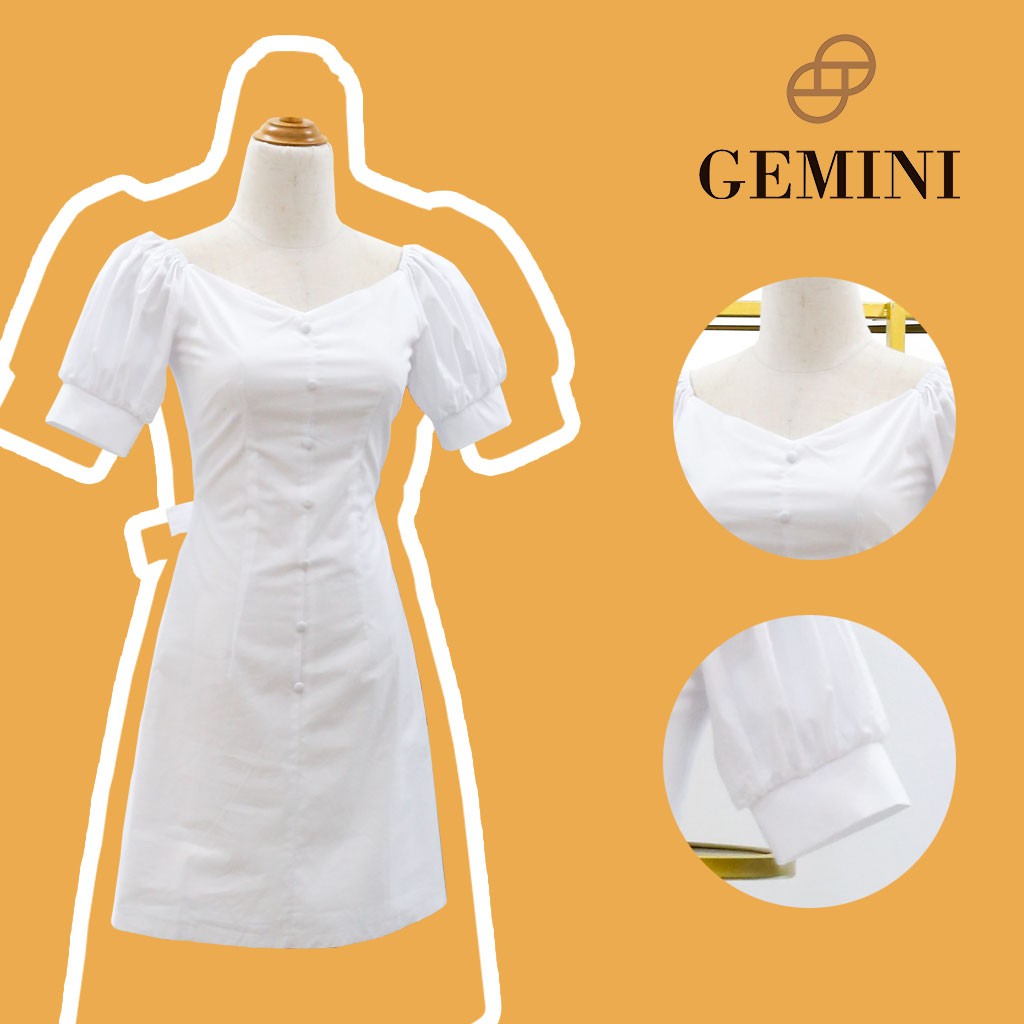 Váy ngắn tay dáng suông màu trắng tinh khôi | BigBuy360 - bigbuy360.vn