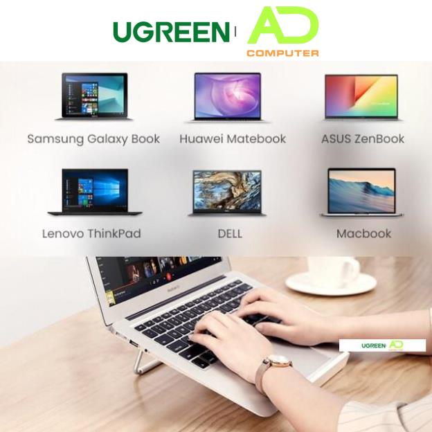 Giá đỡ laptop UGREEN LP230 Khung gấp gọn, thiết kế siêu nhẹ - Dễ dàng điều chỉnh độ cao - Hàng chính hãng