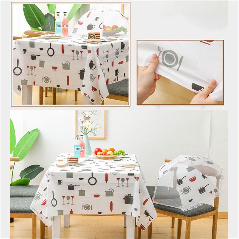 Khăn trải bàn bằng nhựa chống thấm nước chống dầu họa tiết hoạt hình đơn giản trang trí nhà