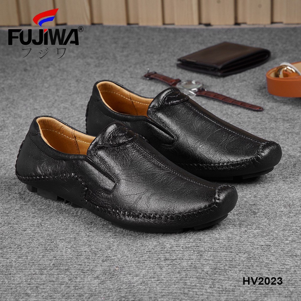 Giày Lười Mọi Nam Da Bò FUJIWA - HV2023. Da Thật Nguyên Miếng, Đế Âm Cao Su Thiên Nhiên. Size:  38, 39, 40, 41, 42, 43