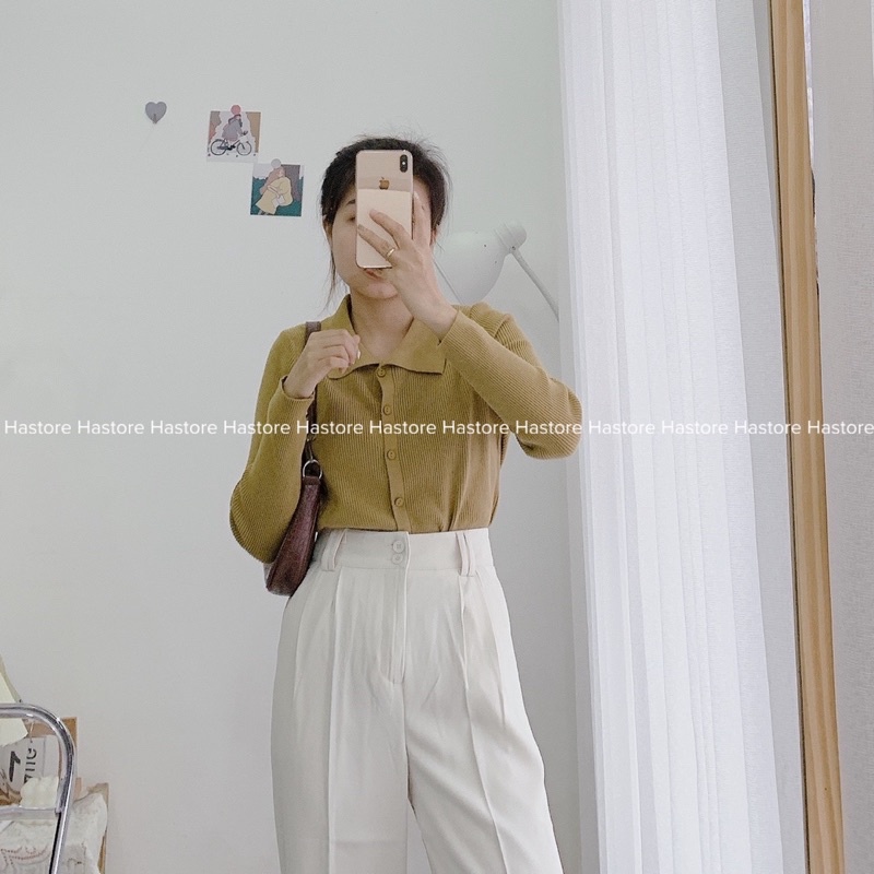 Áo len cài cúc cổ polo xuất Hàn