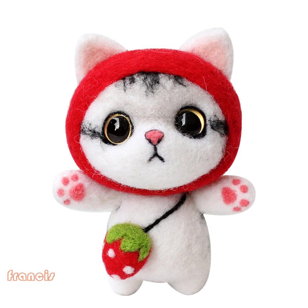 Búp bê mèo đeo túi làm thủ công bằng len xinh xắn đáng yêu