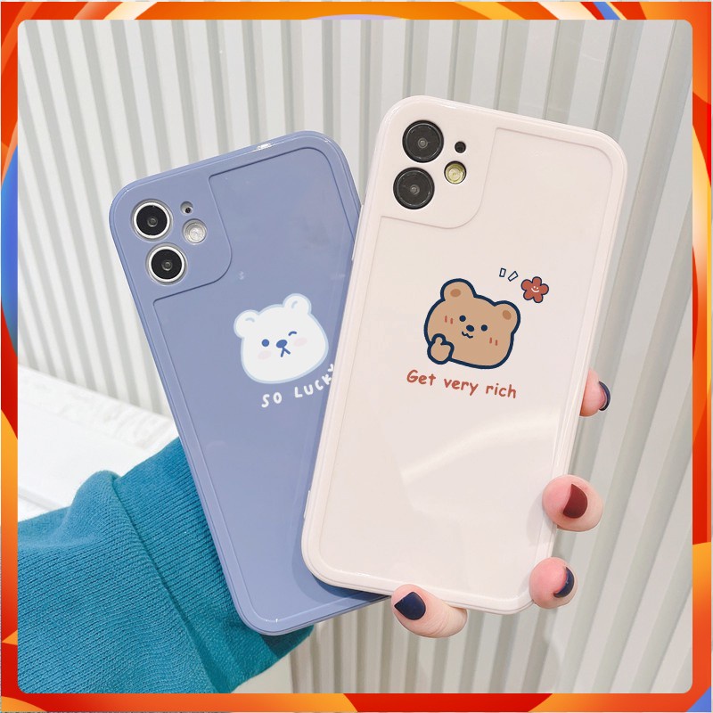 Ốp lưng IPhone  viền nổi bóng Gấu Soso 6/6plus/6s/6splus/7/7plus/8/8plus/x/xr/xs/11/12/13/14/Pro/Plus/Promax VNB182
