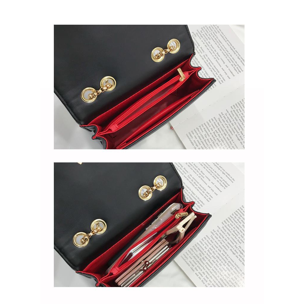 Túi đeo nữ kiểu dáng sang trọng khóa vuông lệch 3 ngăn BG600