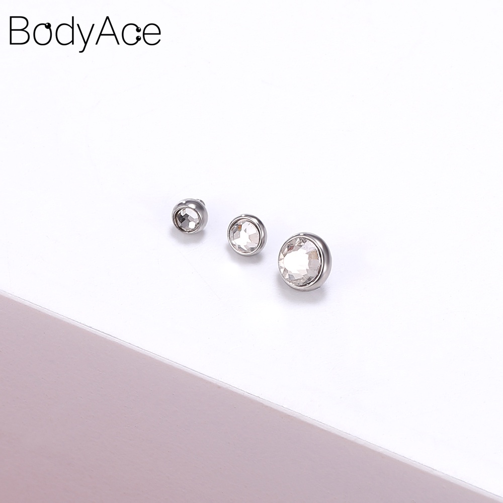 1 Bộ Khuyên Xỏ Cơ Thể 2.5 / 3 / 4mm Đính Pha Lê Hình Hoa Hướng Dương Mặt Cười
