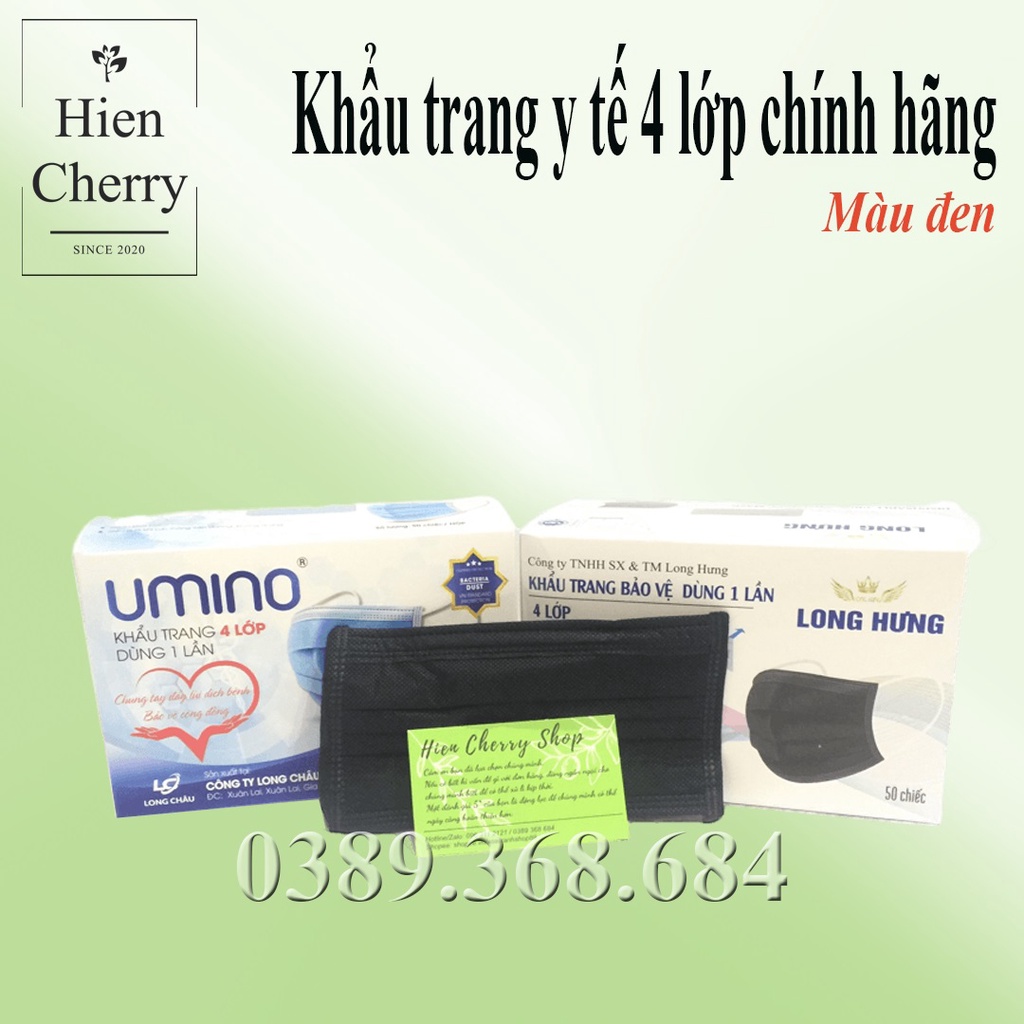 [Chính hãng] Khẩu Trang Y Tế 4 Lớp Màu Đen Cool Ngầu - Chống Giọt Bắn, Khói bụi - Hộp 50 cái