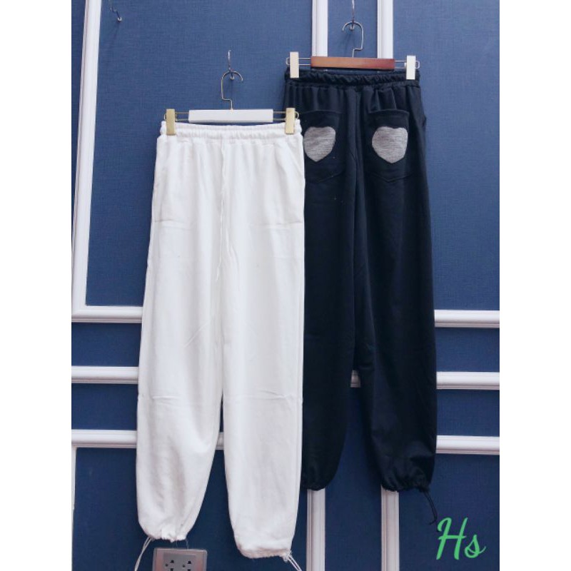 Quần jogger trái tim - Quần nỉ chun ống HS