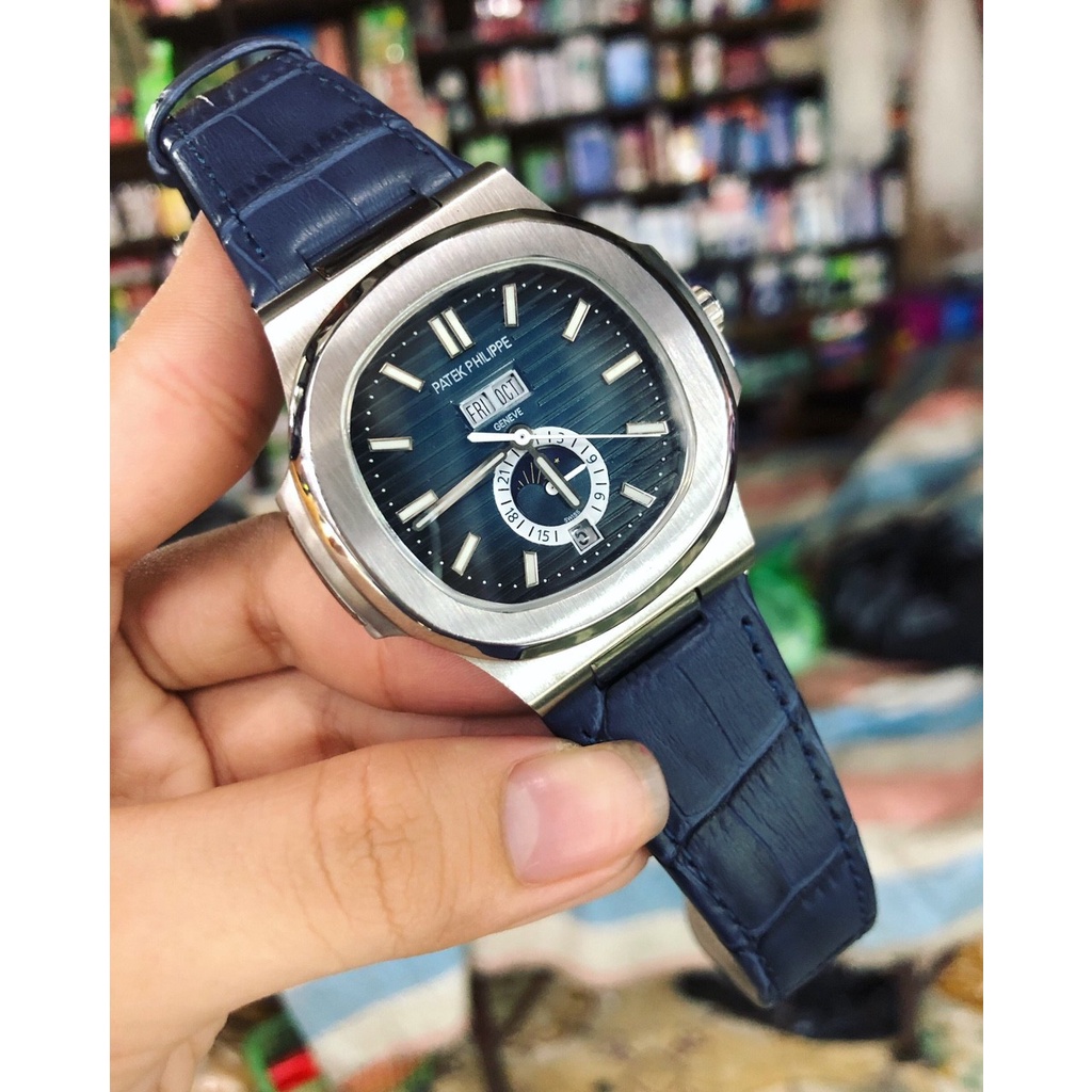 ĐỒNG HỒ NAM AUTOMATIC NAUTILUS MẶT TRĂNG DÂY DA + THẺ BẢO HÀNH