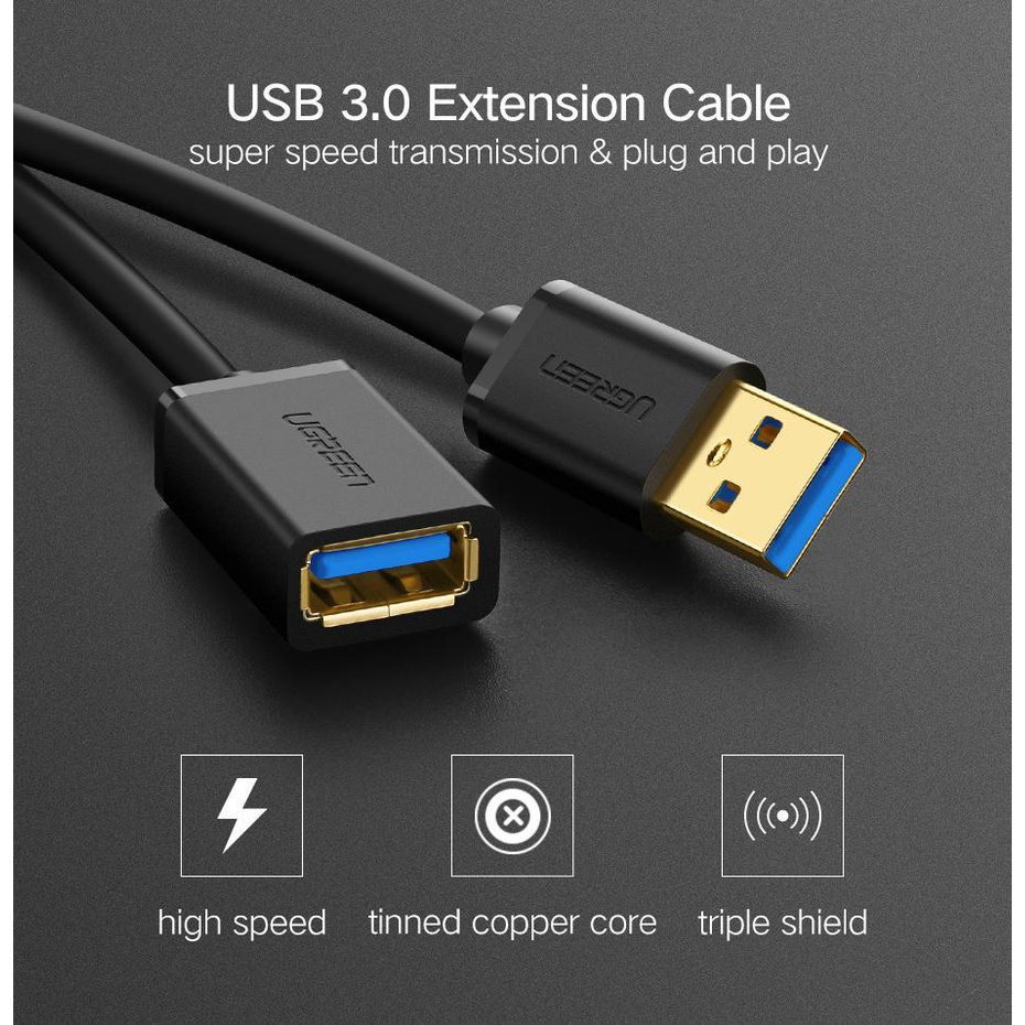 Cáp nối dài USB 3.0 mạ vàng dài 2m chính hãng Ugreen 10373