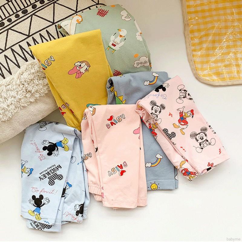 Bộ Pijama Cotton Dài Tay + Quần Dài In Họa Tiết Hoạt Hình Cho Bé