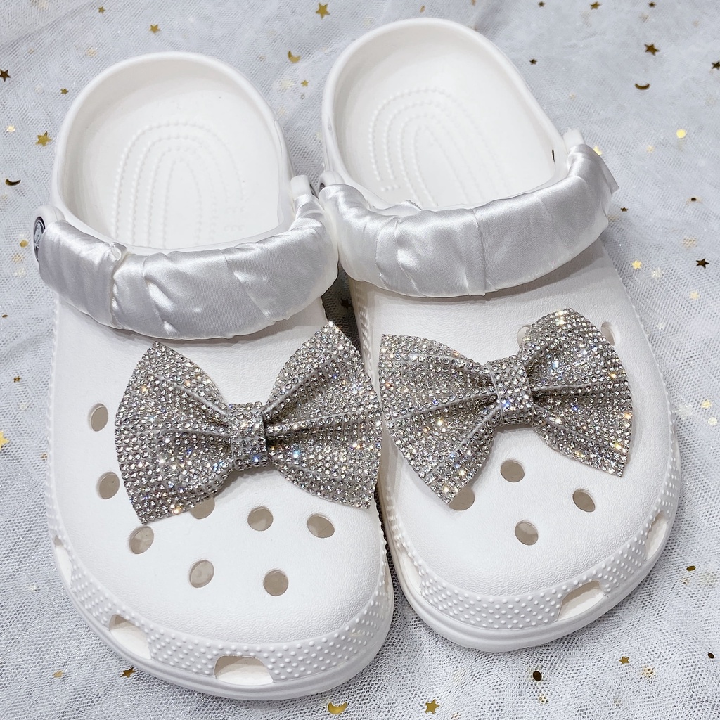 crocs Sticker shoes sticker for cross sandalsDây Ruy Băng Đính Đá Kim Cương Lấp Lánh Tự Trang Trí Giày Thời Trang shoe buckle  charm sticker