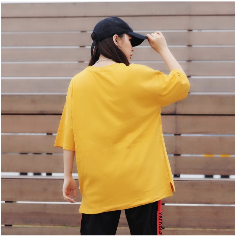 Ảnh thật Áo phông unisex tay lỡ 100% cotton  form rộng nam nữ oversize One Piece Màu Vàng Chất Sịn - áo thun 360