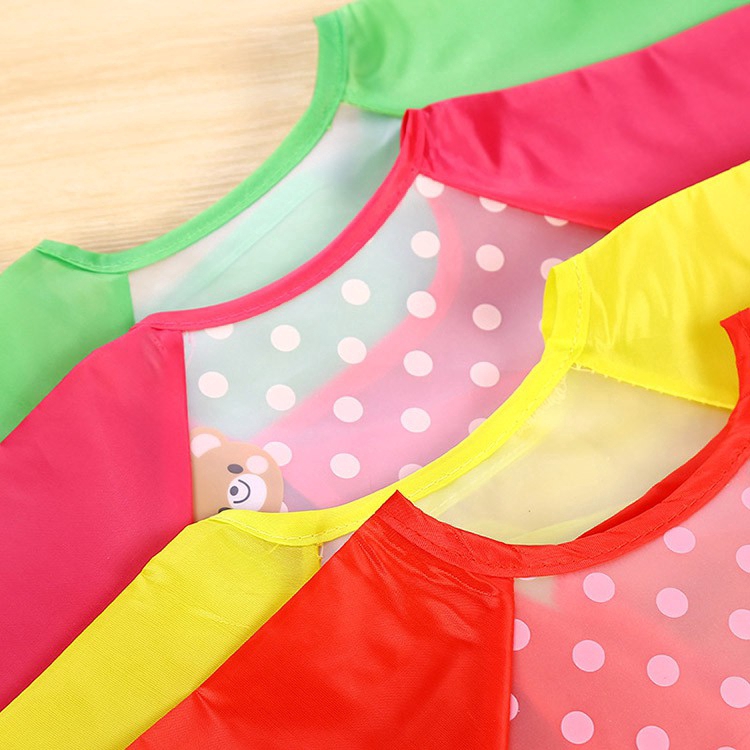 EVA Garment Children Long Sleeves Waterproof Reverse Dressing Baby Eating Clothes Bib Wash Free