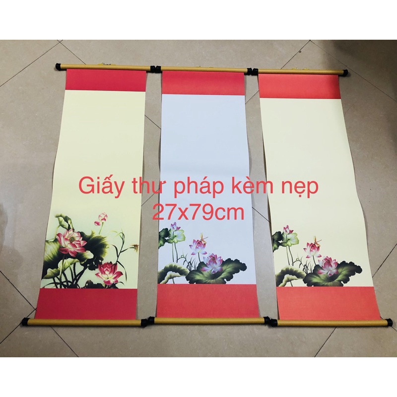 GIẤY THƯ PHÁP THANH LÝ set 10 bộ(27x79cm kèm nẹp)