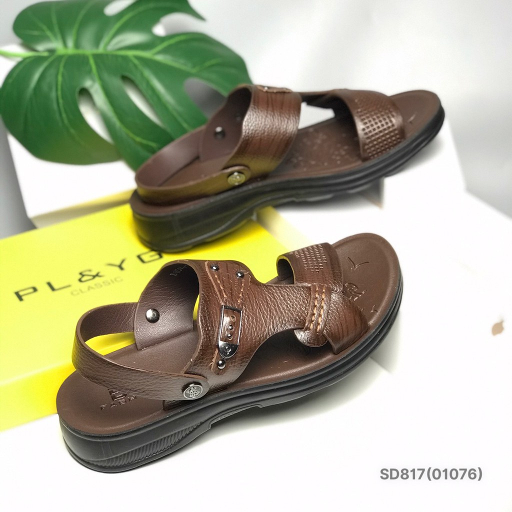 Sandal nam BQ ❤️FREESHIP❤️ Dép quai hậu trung niên da bò quai lật SD817