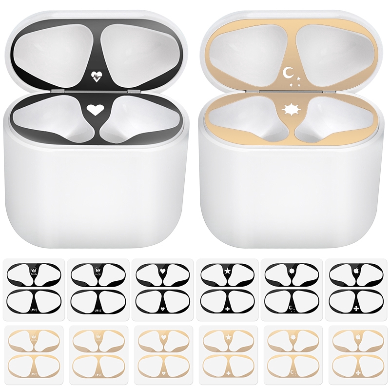 Miếng dán kim loại siêu mỏng chống bụi bẩn bảo vệ dành cho hộp sạc tai nghe Apple Airpods 1 2