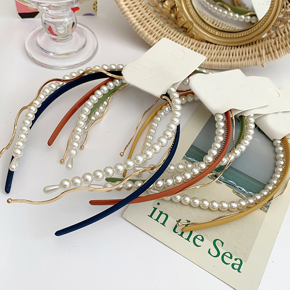 Bộ 3 cài tóc đính ngọc trai kiểu dáng xinh xắn dành cho nữ （Hairband）