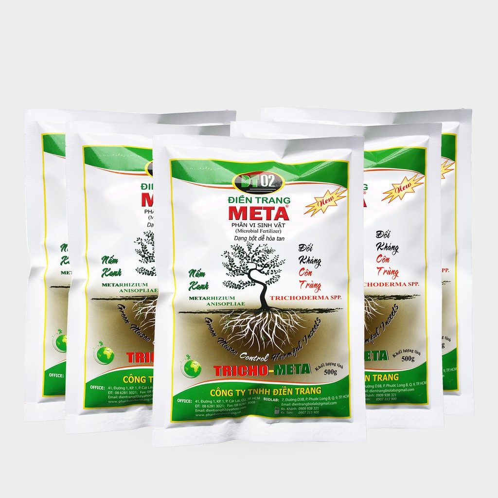 Combo 5 gói phân vi sinh vật Đền Trang-META, nấm đối kháng côn trùng, bảo vệ bộ rễ