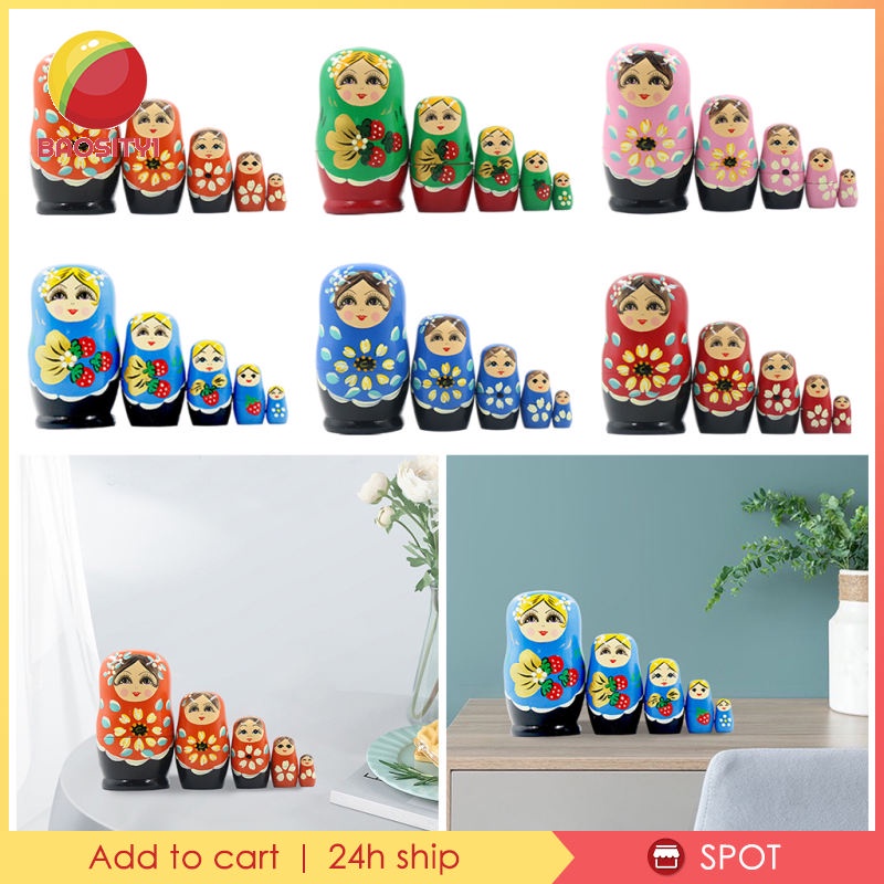 Set 5 mô hình búp bê đồ chơi Nga Matryoshka nhiều màu có thể lồng vào nhau