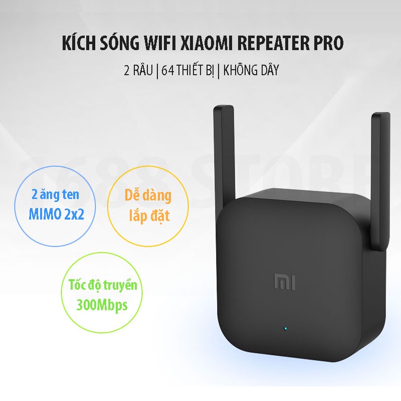 Kích Sóng Wifi Xiaomi Pro Repeater Pro 2 Râu Phiên Bản Mới 300Mbps ,Thiết Bị Mở Rộng Sóng Wifi Xiaomi Chính Hãng Vt168