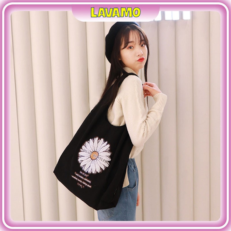 Túi tote vải đeo chéo canvas bag giá rẻ đẹp đi học LAVAMO TX748