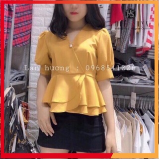 Áo bigsize peplum tầng-màu đen,đỏ,nude,hồng,vàng,cam,trắng-size l,xl,xxl