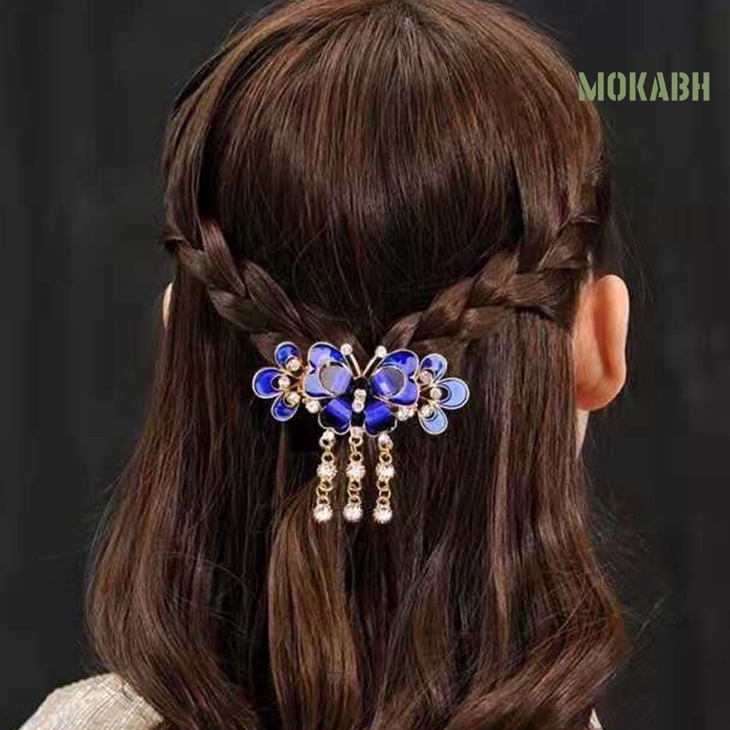 Kẹp Tóc Hình Hoa Đính Đá Lấp Lánh Phong Cách Vintage Chống Trượt Cho Nữ