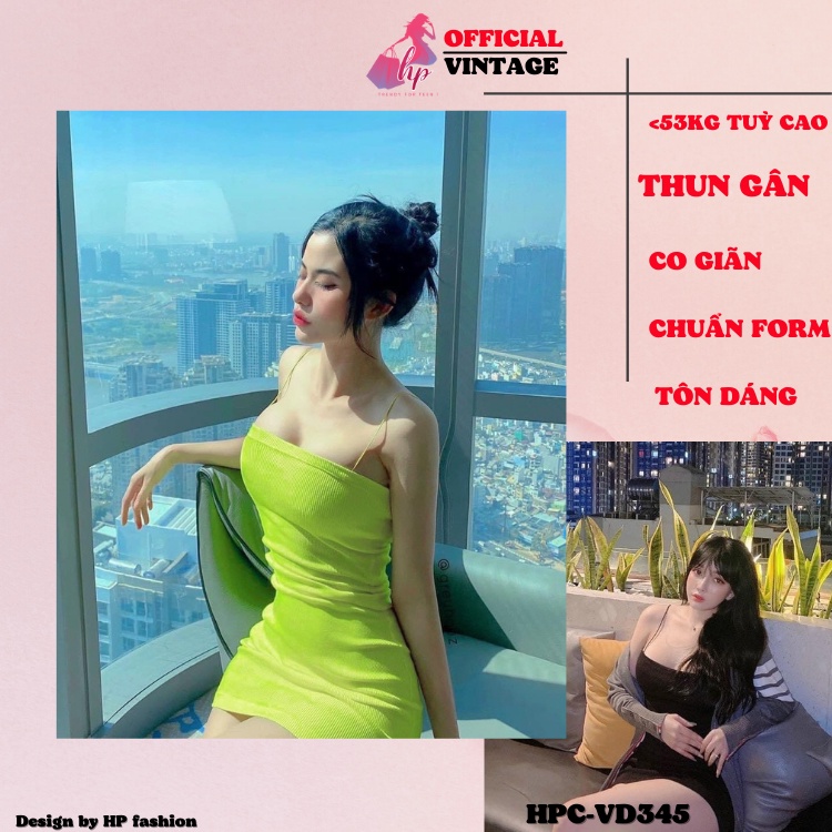 Đầm 2 dây bún nữ body, váy dáng ngắn thun gân đủ màu sang chảnh dự tiệc - VD345