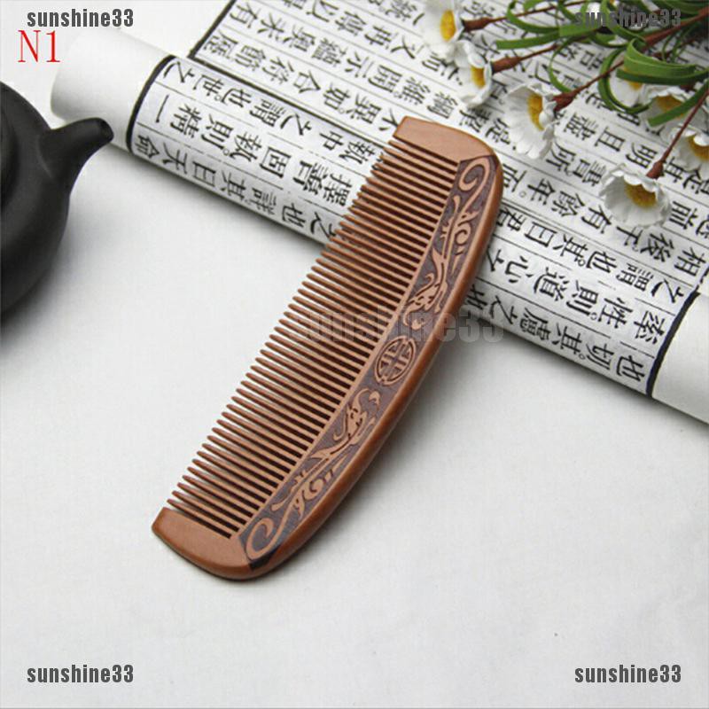 Lược Chải Tóc Làm Từ Gỗ Đào Tự Nhiên Massage Da Đầu Chống Tĩnh Điện