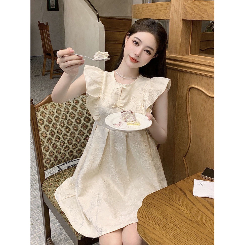 Váy babydoll Đầm Búp Bê Chữ A Cao Cấp Tay Bay Thắt Nơ Phong Cách Mới Mùa Hè Dành Cho Bạn Nữ