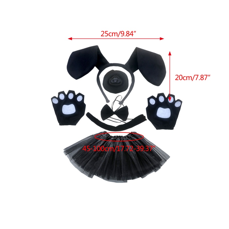 Bộ Trang Phục 6 Món Gồm Găng Tay / Mũi / Chân Váy / Băng Đô Tai Thú Cho Cún Cưng