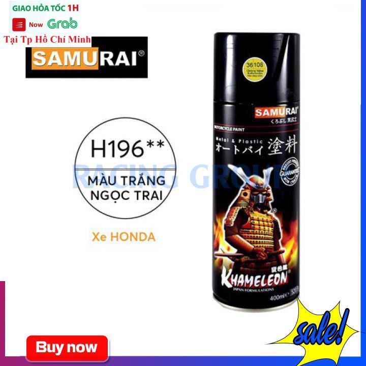 Sơn Xịt Xe Máy Samurai Trắng Ngọc Trai H196 - Bám Dính Tốt Trên Nhiều Bề Mặt