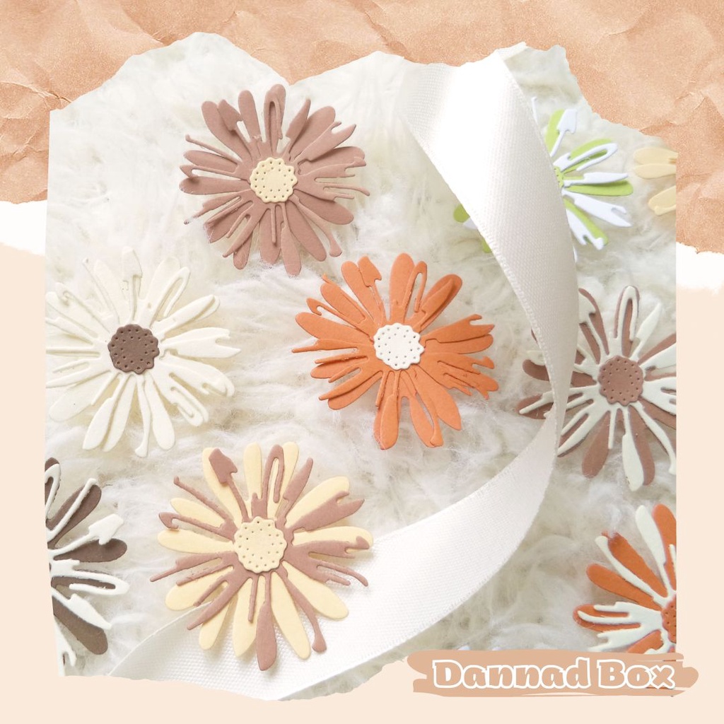 Set 12 Hoa Cúc Diecut Paper Cutting Mix Nhiều Màu Trang Trí Journal