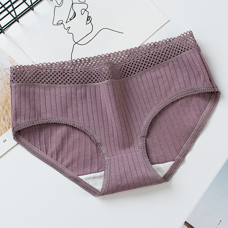 Quần lót cotton màu trơn kháng khuẩn kiểu dáng đơn giản xinh xắn cho nữ